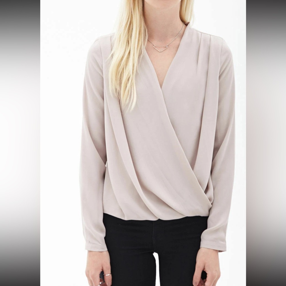 *BUNDLE ONLY*  Forever 21 Brown Tan Wrap Blouse Long Sleeve